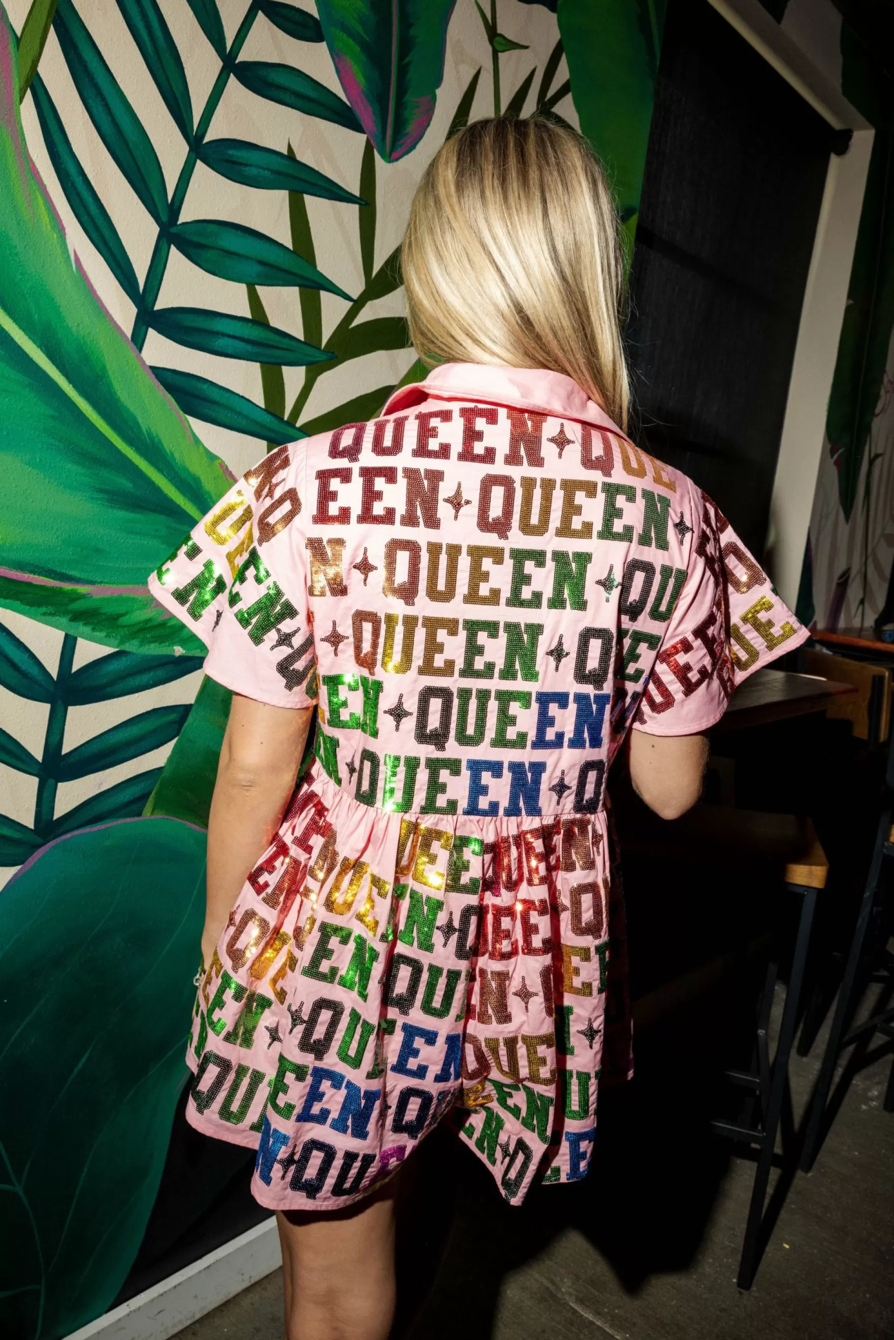Queen Of Sparkles Collar Rainbow Queen Romper Pink | Womens