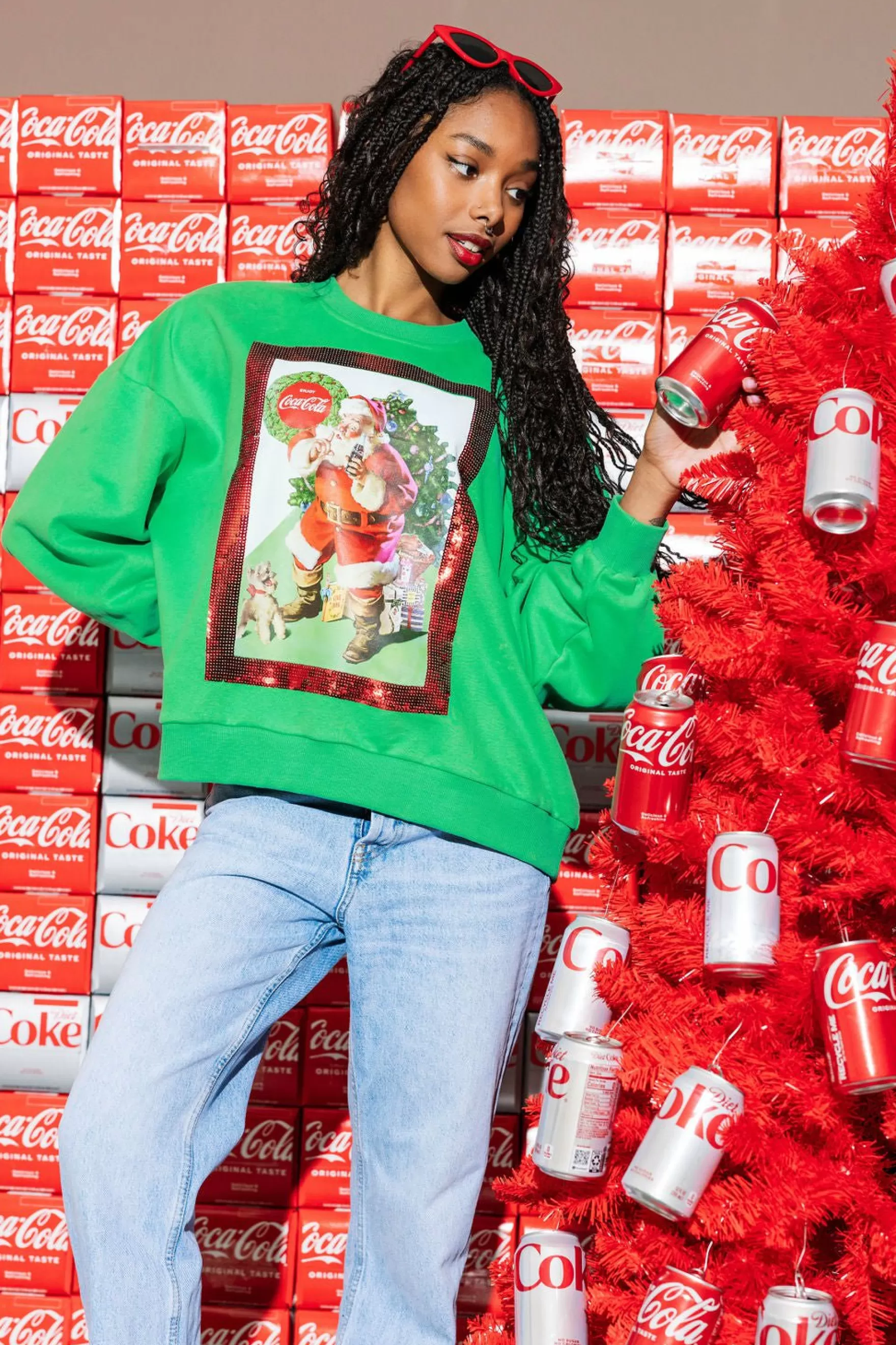 Queen Of Sparkles Santa Coca-Cola® Sweatshirt Green | Womens